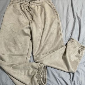 Marc New York Andrew March Faux Suede Drawstring Waist Joggers, L, Beige